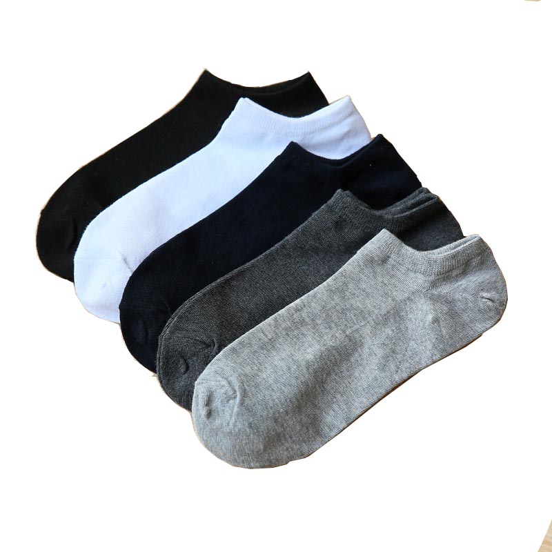 2020 New 100% Cotton Black Short Socks Men Spring Summer Thin Low - Top Short Men's Socks Size39-43 High Quality Sox 5Pairs/Lot