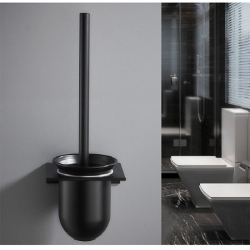 Stainless steel toilet brush holder, black wall mount for bathroom cleaning kit CY53008