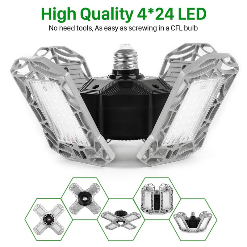 1pcs Super Bright LED Garage Ceiling Lights 120W LED Deformation High Bay Lighting Industrial Lamp Workshop Light Fixture