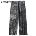 LENSTID 2020 Hip Hip Pants Streetwear Men Loose Denim Pants Graffiti Print Black Vintage Jeans Harajuku Joggers Cotton Trousers