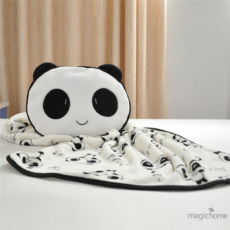 Cute Panda Coral Fleece Blanket For Baby Cartoon Comfortable Flannel Manta Cushion With Pillows Home Travel Blanket For Sleeping