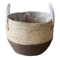 Nordic Handmade Straw Laundry Picnic Toy Storage Basket Macrame Woven Flower Pot Plant Container Planter Home Decoration