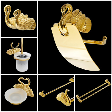 Bathroom Accessories Bath Hardware Set Golden Color Swan Toilet Paper Holder Towel Rack Tissue Holder Roll Paper Holder MB-0969A