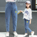 3-14 Y Girls Jeans Toddler Baby Casual Button Jeans Girls Fashion Elasticated Waist Jeans Teens Elastic Force Boutique Trousers