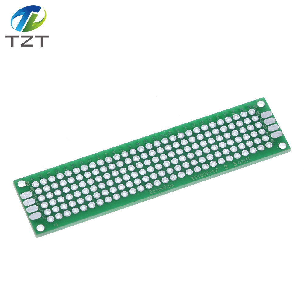 TZT 10pcs/lot 2x8 Double Side Copper Prototype PCB Universal Board Experimental Development Plate Green