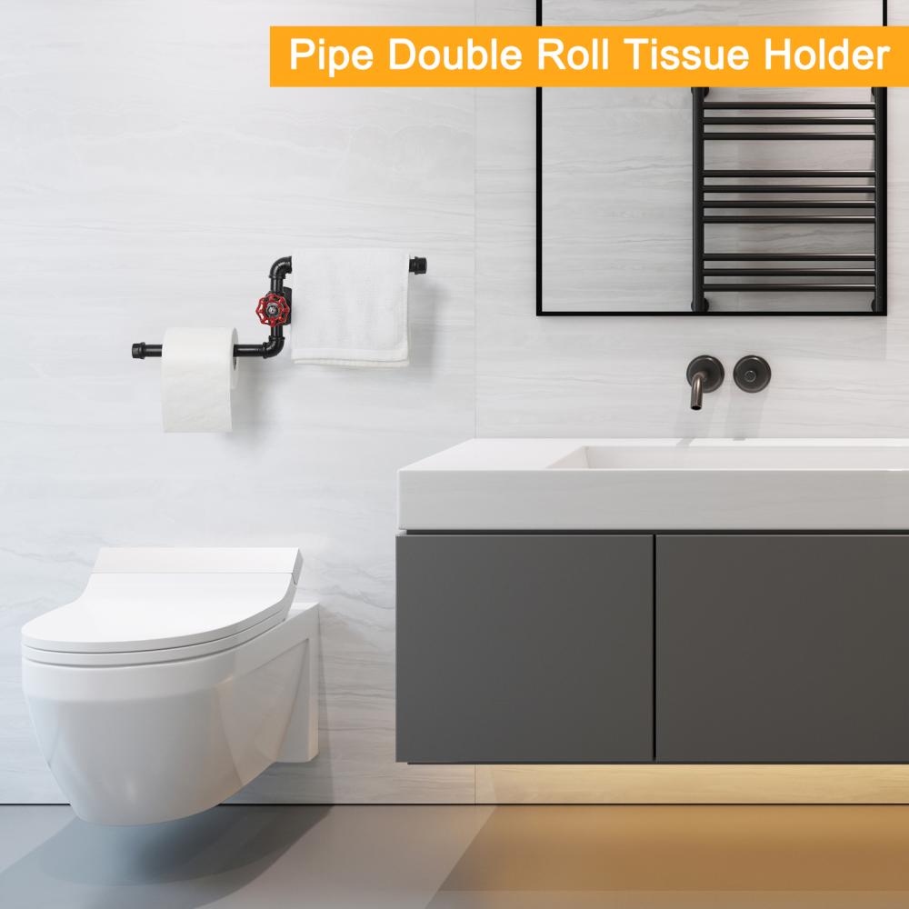 Industrial Pipe Paper Holder with Double Pipe Shelves