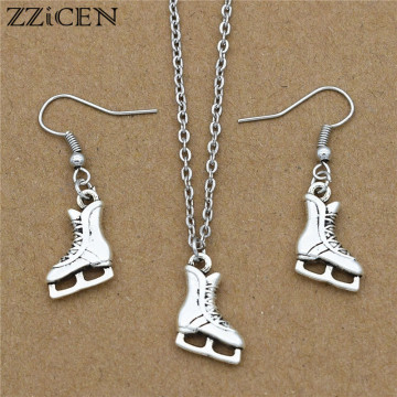 New Personality Sports Antique Ice Figure Skating Boots Shoes Charm Pendant Drop Earrings Necklace Christmas Jewelry sets