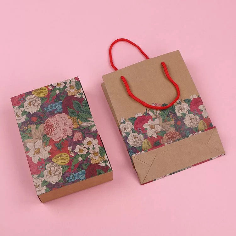 10pcs Kraft Paper Vintage Flowers Design Paper Box 4/6 Cupcakes Cookies Candy Baking DIY Party Favors Gifts Packaging boxes