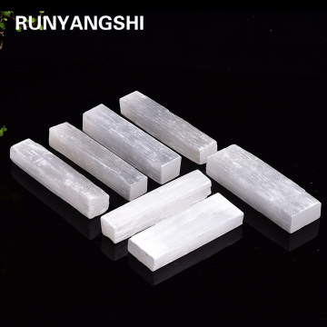 Runyangshi 1pc Natural Selenite Crystal Stick Wand Polishing Crystal Stone Reiki Healing Energy Infused craft home decoration