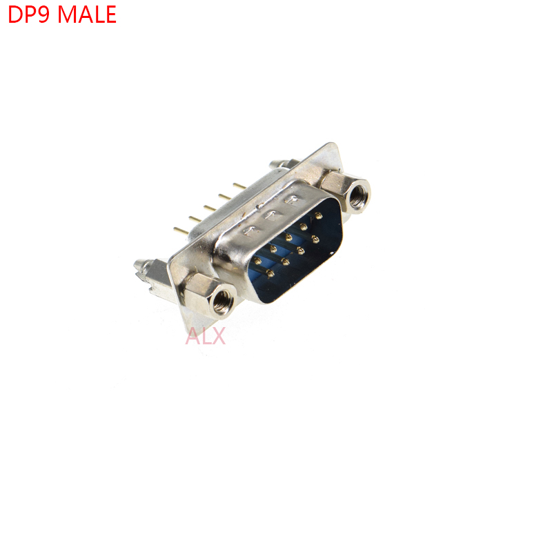 5PCS With fixed screw DP9 MALE PCB Mount serial port CONNECTOR Insert plate type D-Sub RS232 COM CONNECTORS 9pin plug 9p FOR PCB