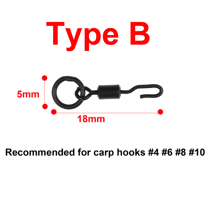 JIGEECARP 10pcs Carp Fishing Spinner Swivel for Ronnie Rig Quick Change Swivel Connector Carp Coarse Fishing Terminal Tackle