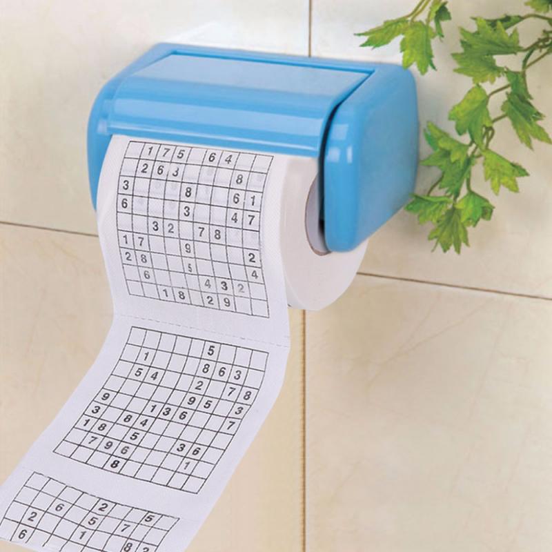 New 1 Roll 2 Ply Number Sudoku Printed Home Kitchen Portable Simple Fibres Tissue Solid Container Stylish Bamboo Cover Hotel