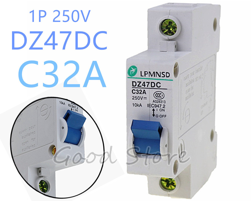 1P 32A 250V DZ47 DC Circuit breaker MCB 1 Poles C45