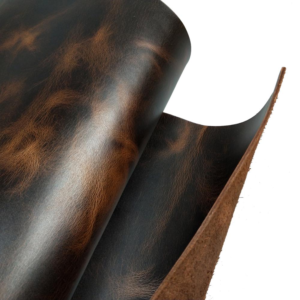 Oil Tanned Black Genuine Leather Piece for DIY Hand Leathercraft Natural Cow Skin Cowhide First Layer of Leather