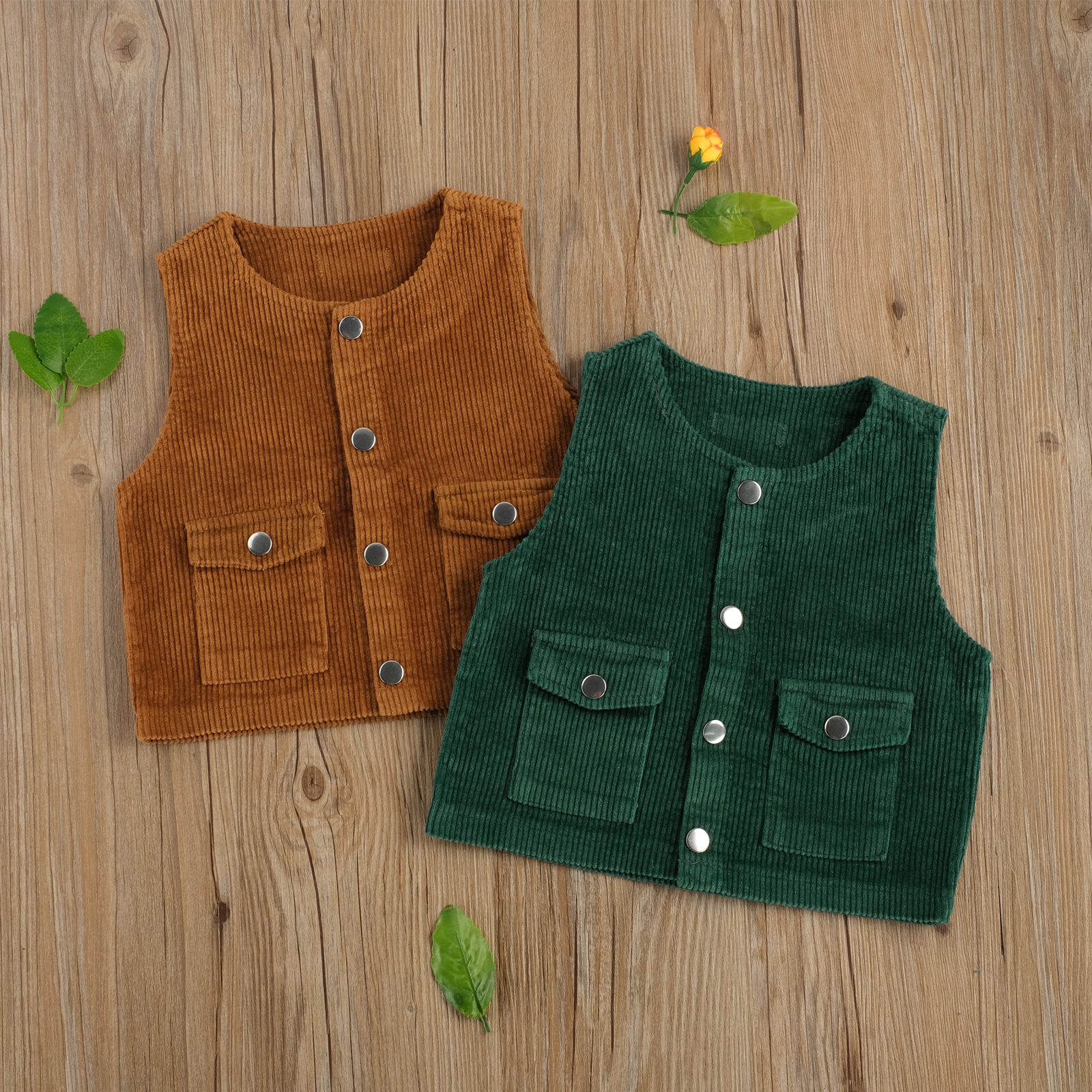 0-4Y Lovely Kids Girls Boys Vest Coat Tops Solid Sleeveless Single Breasted Pocket Waistcoats 2 Colors