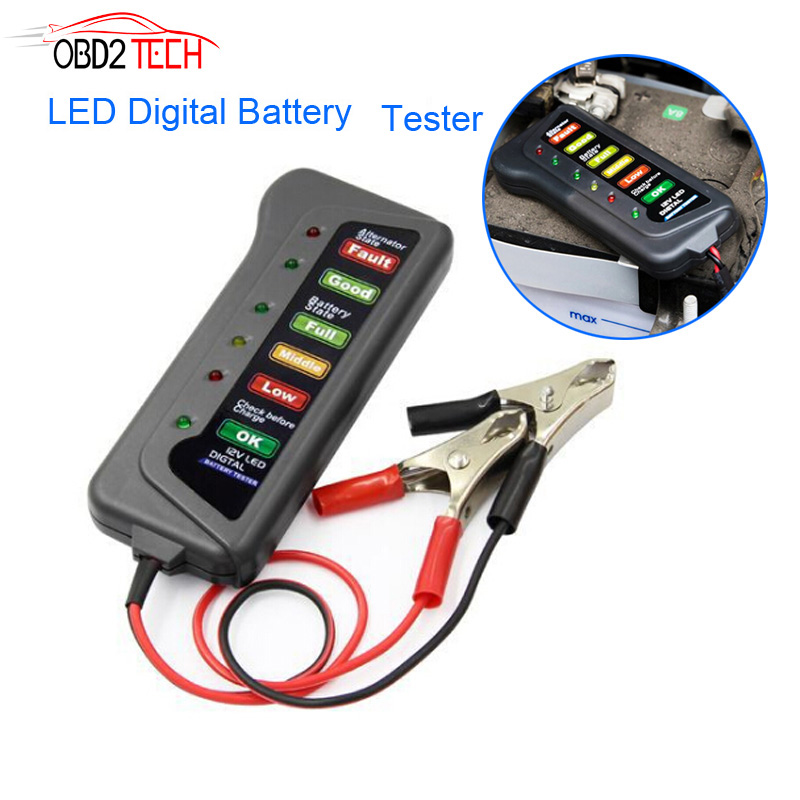 12V LED Digital Battery Alternator Tester Battery Tester Battery Level Monitor For CarFor Motorcycle Trucks