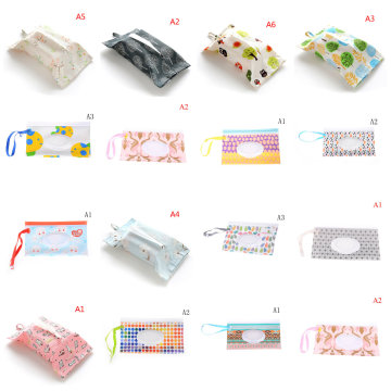 Clamshell Cosmetic Pouch Clutch and Clean Easy-carry Snap-strap Wipes Container Wipes Carrying Case Wet Wipes Bag