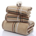 Towel Bath Hotel Special Soft Towel Perfect Simple Plaid Towel Set (2 * towel 1 * bath towel) Home Textiles