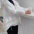 Candy paper magic pearlescent down jacket fabric High fastness wear-resistant metallic bright leather colorful gradient fabric