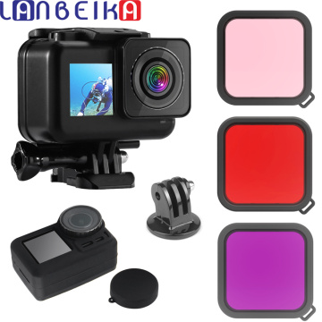 LANBEIKA 60M Waterproof Case Diving Housing Protective Shell + 3 Colors Filter Lens + Rubber Cover For DJI OSMO Action Accessory