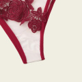 LOPNT Sexy women's bra set stripper clothes red Flower Applique Sheer Lingerie Set transparent bra Femal floral lace underwear
