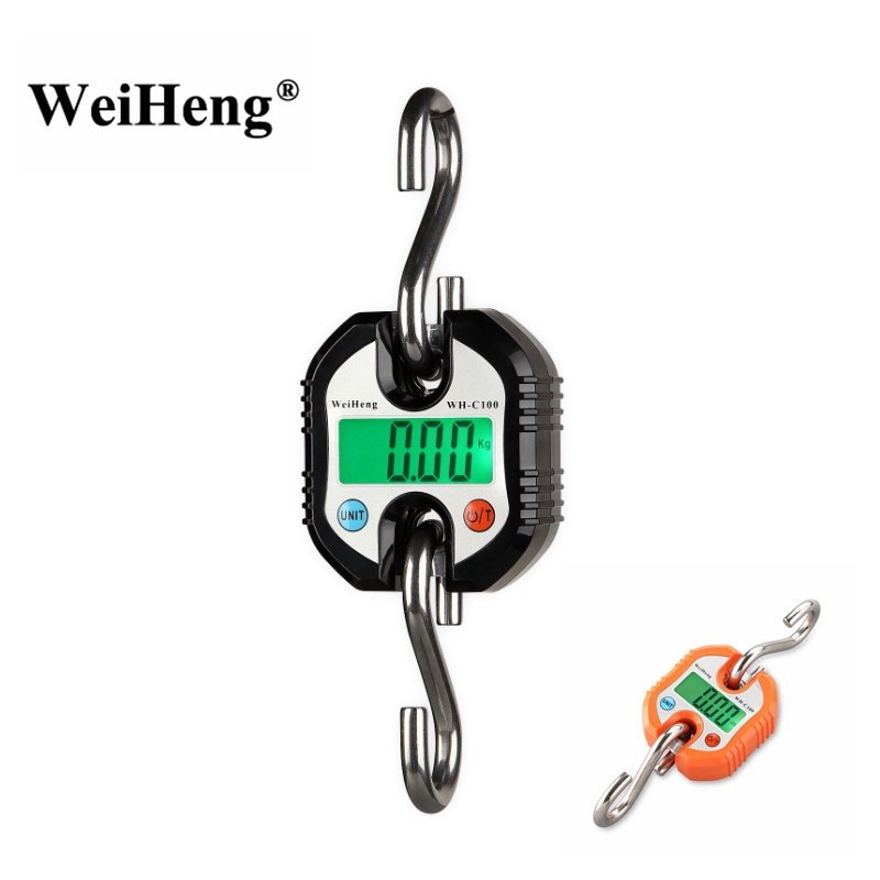 WeiHeng Crane Scale 150KG 500KG Digital Stainless Steel Hook Hanging Scales 200kg 300kg LCD Loop Fish Heavy Duty Weight Balance