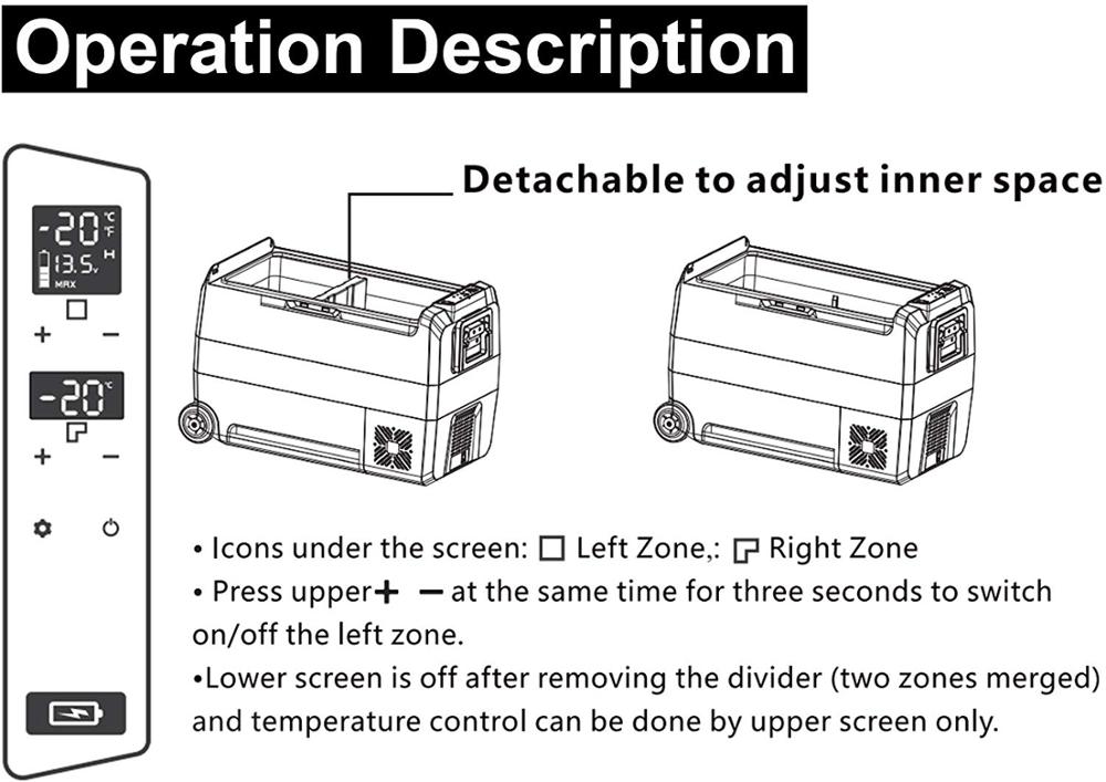 Portable Ice Cream Freezer 12V 24V 220V Dual Use Dual Zone Car Truck Fridge Refrigerator Freezer with APP Control