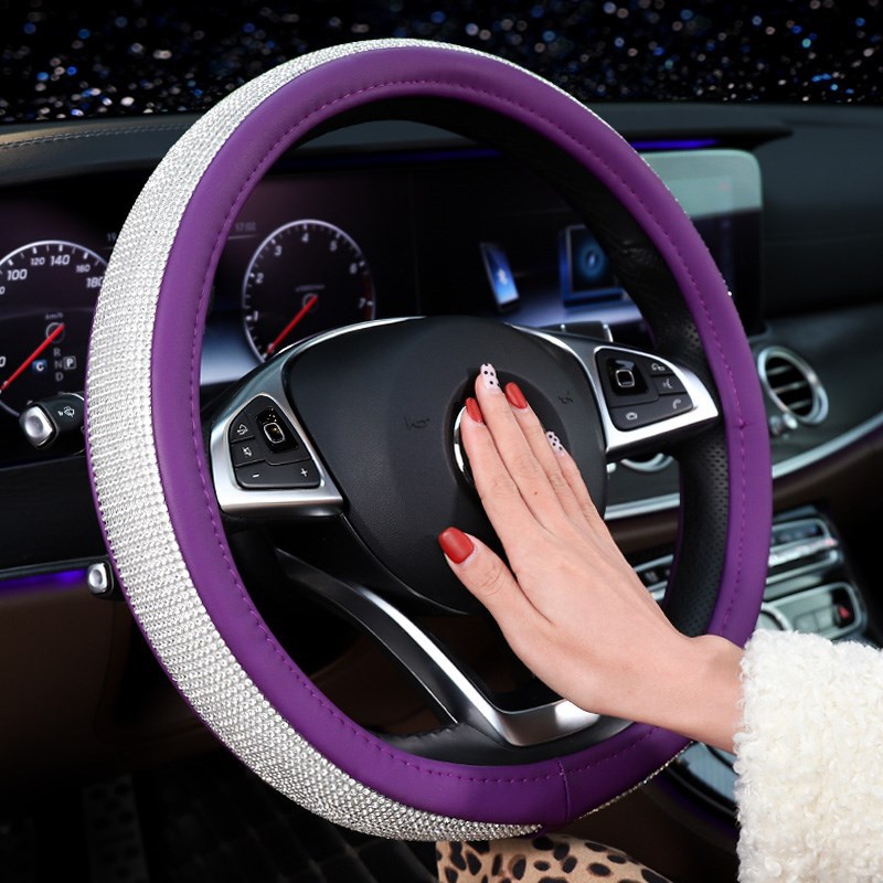 Car Steering Wheel Covers Crystal Rhinestone Auto Steering Wheel Covers Protectors For Women Girls Car Accessories