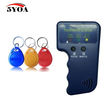 Handheld 125KHz EM4100 RFID Copier Writer Duplicator Programmer Reader + 3Pcs EM4305 T5577 Rewritable ID Keyfobs Tags Card