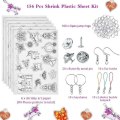156pcs Heat Shrink Plastic Sheet Kit Shrinky Paper Hole Punch Keychains Keyring DIY Arts Craft Accessories