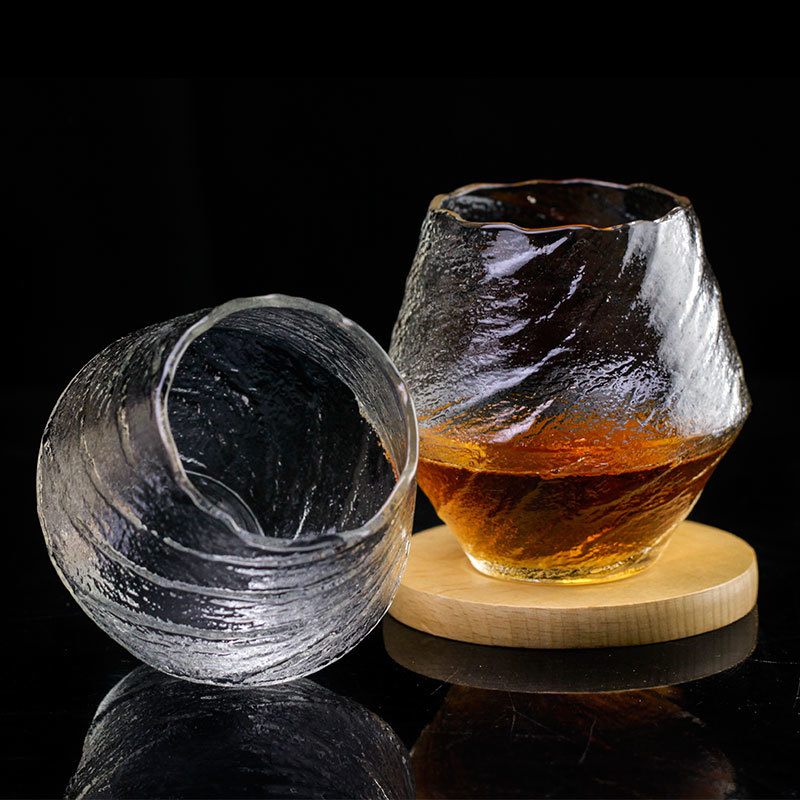 Japan EDO Blowing Snow Artwork Whiskey Neat Glass Wood Gift Box Niche Liquor XO Whisky Crystal Wine Glass Cognac Brandy Snifter