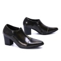 Height Increase Patent Leather Men Shoes Pointed Toe High Heels Dress Shoes Men's Slip-On Wedding Shoes Career Work Shoes 37-46
