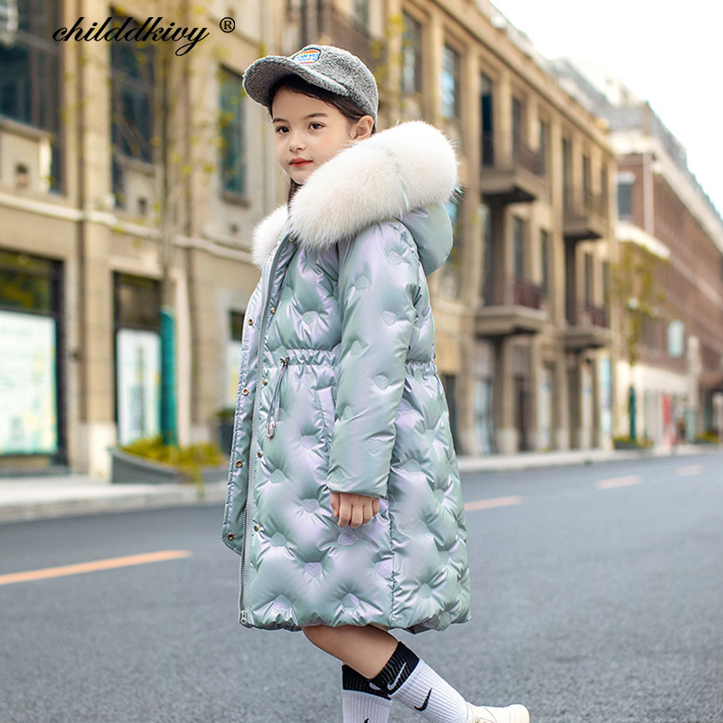 -30 degrees Winter Girls down jacket Warm Snow Outwear Baby Girl Snowsuit Clothes Elegant Fashion Kids Coat for girl 5-12 years