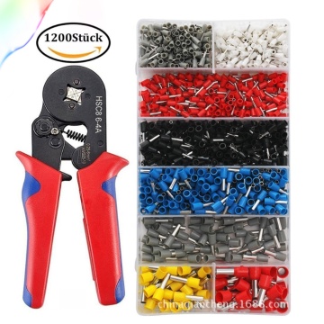 1200pcs Cable Wire Terminal Connector with Hand Ferrule Crimper Plier Crimp Tool Kit Set AWG 7-22