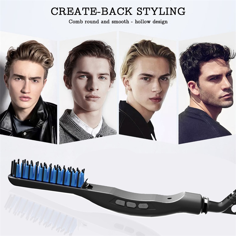 Hair Straightening Comb For Men Wet & Dry Multifunctional Electric Hair Comb Brush Beard Straightener Quick Hair Styler For Men