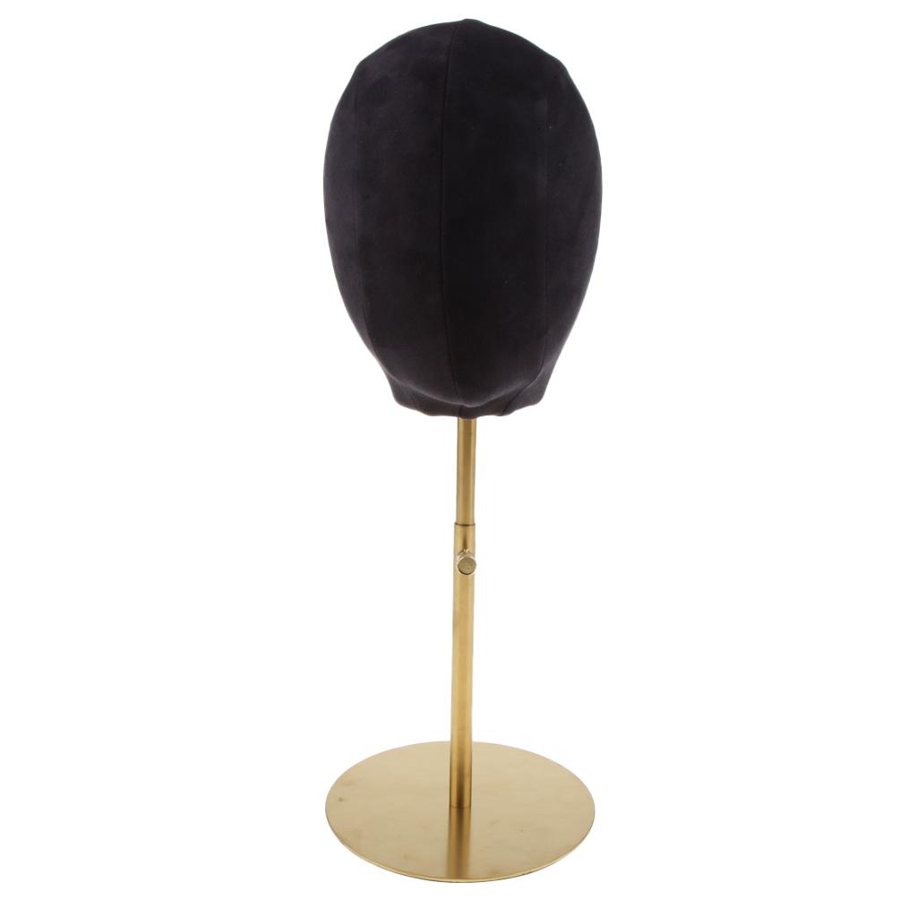 Premium Adjustable Height 21inch Suede Cork Mannequin Head Model Hat Wig Display Stand Rack with Metal Stand- 4 Colors Choose