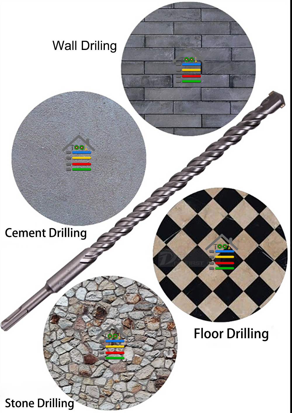 AUTOTOOLHOME 3pc/Lot SDS Plus 110 160 260mm Electric Hammer Drill Bits Set Concrete Wall Brick Block Masonry Materials