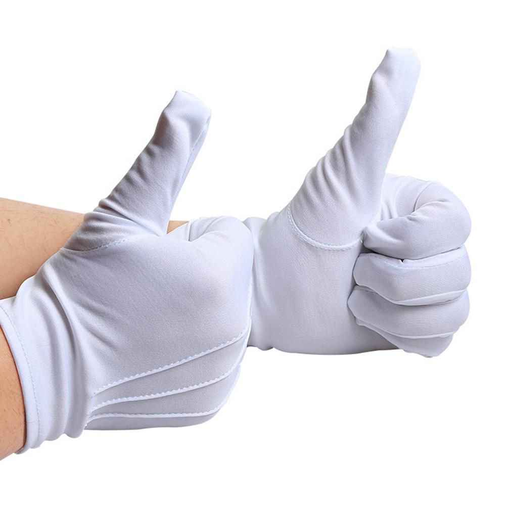 1 Pair High Quality Three Ribs White Gloves Celebration Etiquette Jewelry Performance Polyester Gloves Unisex