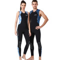 Men's Women 1.5mm Neoprene Long Wetsuit Vest Black Easy Stretch Flatlock Stitching Sleeveless Full Leg Wet Suit Front Zip