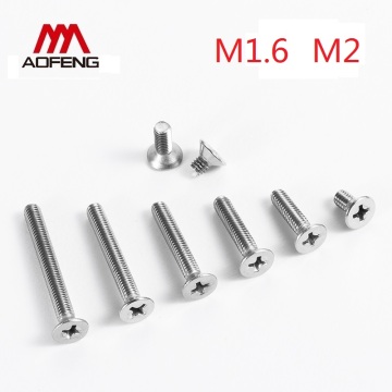 1.6mm 2mm Cross Recessed Countersunk Head Screw M1.6 M2X3 4 5 6 8 10 12 16 20 25 30mm Set Screws