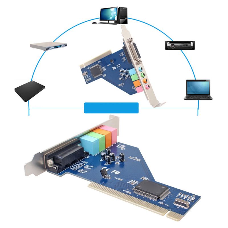 4 Channel 8738 Chip 3D-Audio Stereo PCI Sound Card for Win7 64 Bit