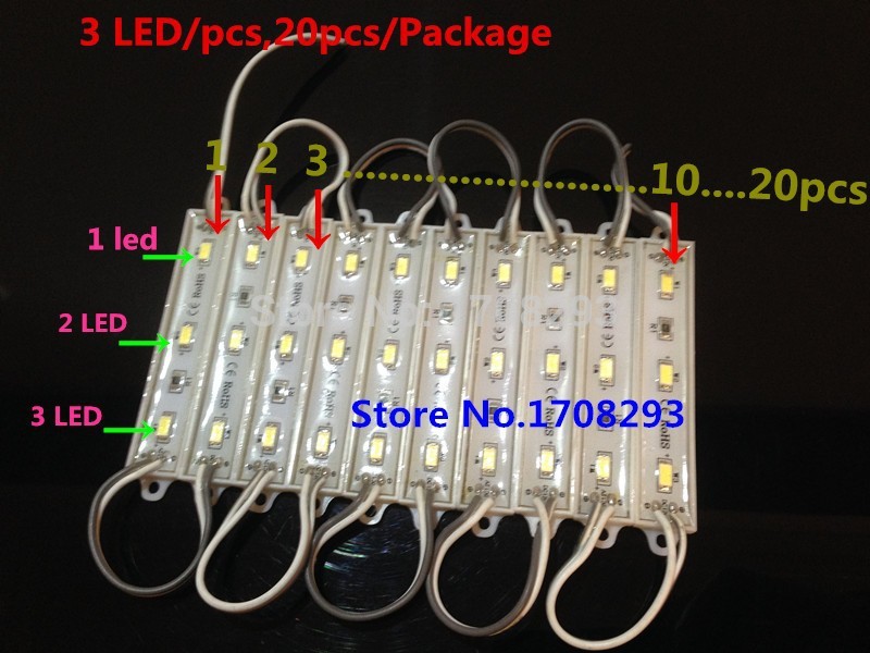 1*5000pcs SMD 5050 LED Modules 3 LED/PCS waterproof advertising light boxes backlight luminous characters plastic characters