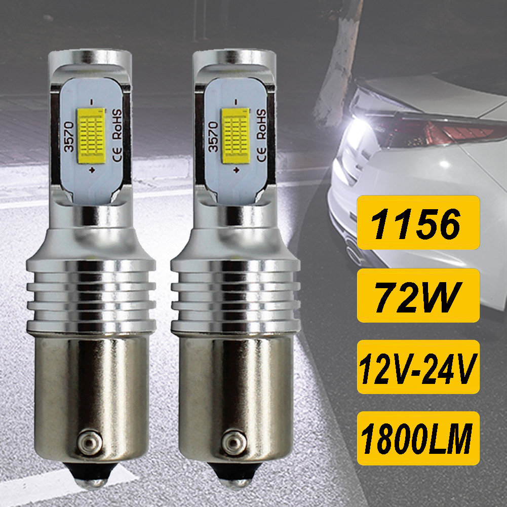 2pcs BA15S 1156 P21W 72W High Power Car LED Rear Reversing Tail Bulb Signal Light Backup Lamp Sourcing White 12V 24V Canbus