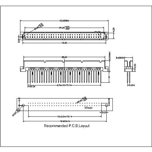 DMS-XX-XXX-206 Vertical Plug Type Q Compliant Press-Fit Connectors 64 Positions-Model