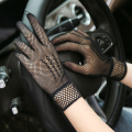 Sexy Lace Hollow Out Sunscreen Glove Women Ceremony Etiquette Black White Mesh Mittens Summer Thin Breathable Soft Elastic Glove