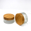 50g clear cosmetic cream jar with wood grain bamboo lid glass empty bottle skin cream packaging container