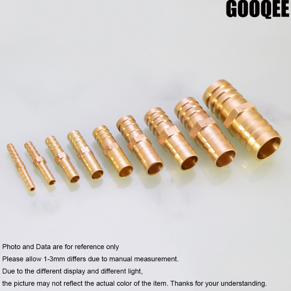 1pcs Brass Straight Hose Pipe Fitting Equal Barb 6/8/10/12/14/16/19mm Gas Copper Barbed Coupler Connector Adapter