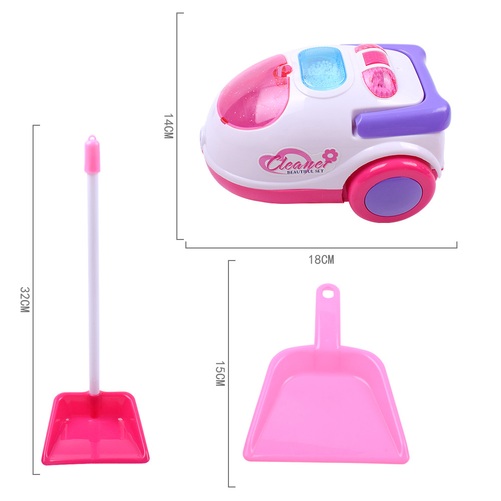 Children's Vacuum Cleaner Toy Play House Toy Girl Cleaning Hygiene Simulation Cleaning Cart with Vacuum Cleaner Set Appliances