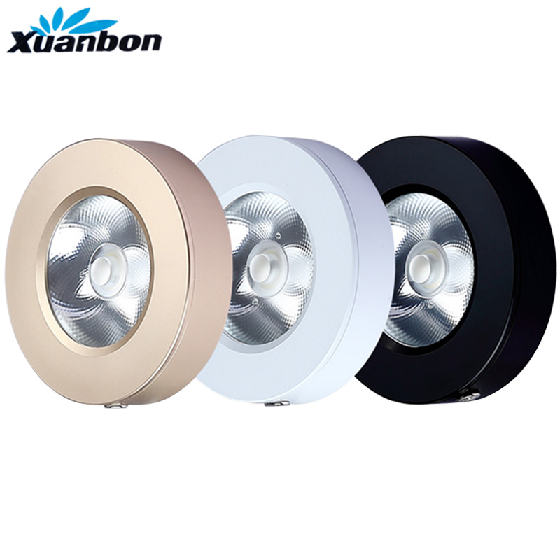 Ultra-thin 3W 5W 7W 9W 12W 3Color Round Led Panel Light Surface Mounted Led ceiling Downlight AC220V 230V Warm white Cold white