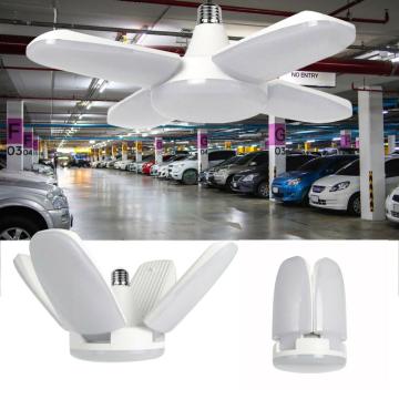 80W LED Garage Lamp Deform Ceiling Fan Light E27 Foldable Blade Bulb Adjustable 85-265V Warehouse Workshop Industrial Light